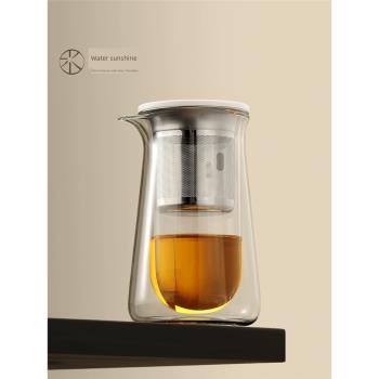 水陽光玻璃泡茶壺茶水分離沖茶器耐熱茶具套裝家用男士喝茶日式