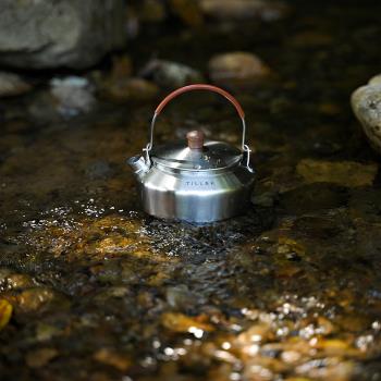 TILLAK不銹鋼水壺0.6L戶外燒水壺迷你自駕露營野炊煮茶壺咖啡壺