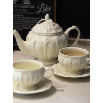 fan home歐式下午茶壺咖啡杯陶瓷杯碟復古風浮雕紅茶杯具英式精致