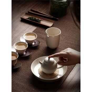 九土日式手工草木灰釉壺承禪意陶瓷茶盤簡約果盤一物多用菜盤家用