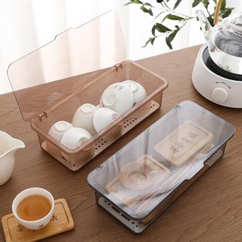 茶具收納盒桌面防塵帶蓋放功夫茶杯裝茶葉碗茶壺可疊加儲存置物架