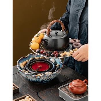 秦藝網紅圍爐煮茶家用室內電陶爐套裝煮茶器煮茶爐陶瓷茶壺烤茶器
