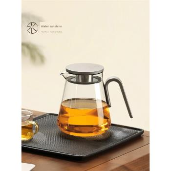 水陽光家用茶壺耐高溫可加熱玻璃泡茶壺鋁制壺蓋水杯簡約茶具套裝