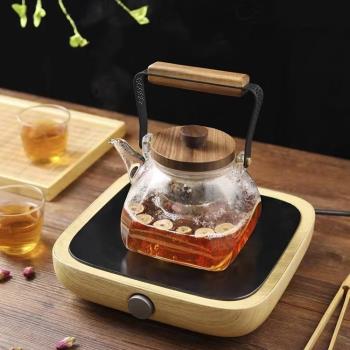 奇高蒸煮茶壺玻璃花草茶壺煮茶壺泡茶兩用電陶爐專用壺耐熱茶壺