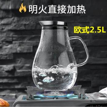 篤牌超大號耐熱煮燒冷水壺高硼硅過濾涼水茶壺單套裝家用大容量