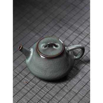青瓷茶壺單壺龍泉手工冰裂陶瓷子冶石瓢泡茶功夫茶具過濾復古家用