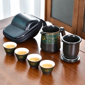 旅行茶具便攜式套裝家用戶外旅游隨行杯 加厚玻璃茶水分離泡茶壺