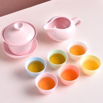 潮汕功夫茶具套裝茶壺茶杯陶瓷家用小套便攜簡約現代白瓷泡茶整套