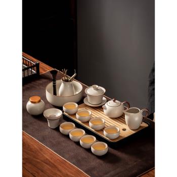 米黃汝窯茶具套裝家用陶瓷西施壺功夫泡茶壺辦公喝茶蓋碗茶壺茶杯