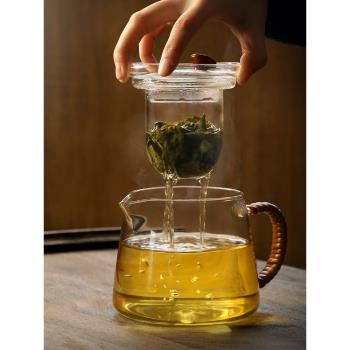 九土耐高溫玻璃茶水分離單壺泡茶壺家用可加熱電陶爐煮茶器套裝