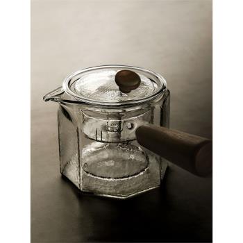 九土玻璃蒸茶器耐熱側把壺加厚煮茶器自動過濾泡茶壺電陶爐用茶具