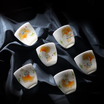 唐舍 中國風功夫茶具套裝家用陶瓷泡茶壺冰種羊脂玉白瓷蓋碗茶杯