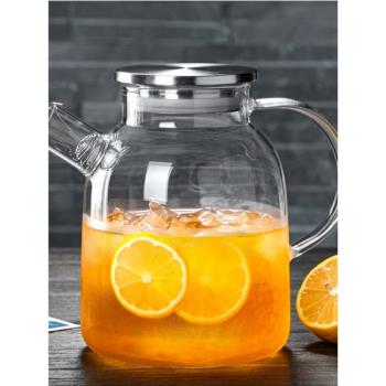 耐高溫玻璃茶壺燒水壺帶蓋果汁壺大容量涼水壺透明晾開水壺泡茶壺