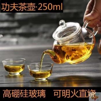 玻璃茶壺熱小號透明過濾耐玻64463璃花茶泡壺迷你茶功夫茶壺茶具