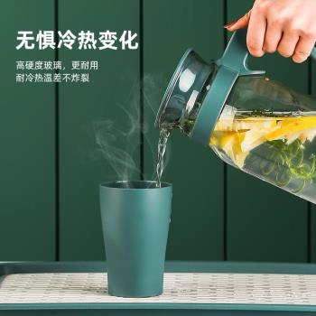 冷水壺玻璃耐高溫家用客廳大容量涼水杯泡茶壺套裝耐熱扎壺開水瓶