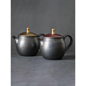 日本進口常滑燒昭龍紫蓋金頂泡茶壺手工限量珍藏防燙側把急須茶壺