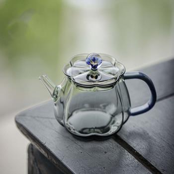 璃享日式梅花玻璃綠茶泡茶壺耐熱手工茶壺功夫茶具帶過濾小品壺