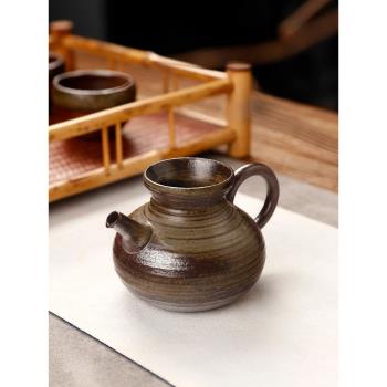 清水柴燒公道杯陶瓷帶把分茶杯手工茶海家用復古公杯茶具配件大號