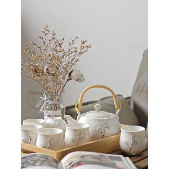陶瓷茶具套裝茶壺泡茶壺家用茶杯簡約中式提梁壺閨蜜結婚生日禮物