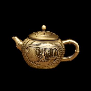 純銅龍鳳家居復古中式擺飾茶壺