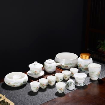 羊脂玉白瓷茶具套裝家用陶瓷功夫茶具茶壺茶杯客廳辦公室會客