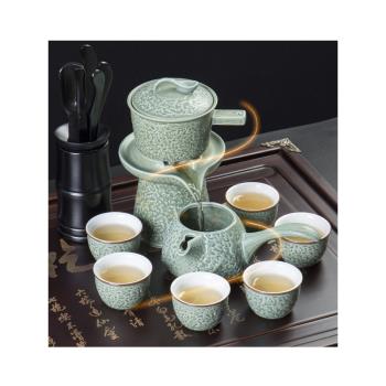 茶具套裝家用泡茶壺石磨懶人陶瓷茶壺功夫茶杯半全自動泡茶器紫砂