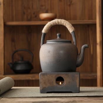 碌心 日式復古蠟燭加熱溫茶爐 粗陶茶壺保溫座 手工保溫器焙茶爐