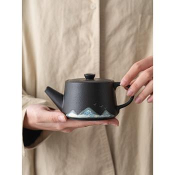陶瓷茶壺單個泡茶家用功夫茶具黑陶小茶壺一人用辦公室泡茶壺單壺