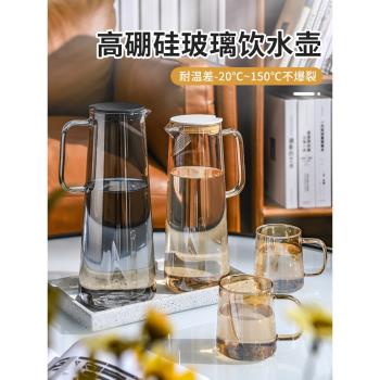 jeko冰箱冷水壺家用涼水杯玻璃耐高溫檸檬涼茶泡茶壺夏大容量套裝