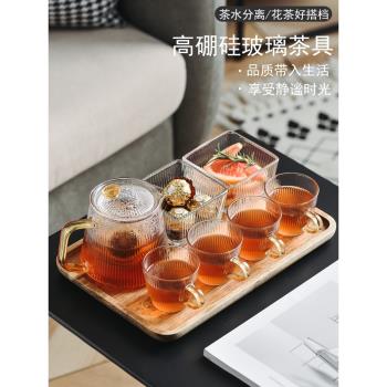 日式茶壺泡茶下午茶茶具套裝家用玻璃茶杯茶水分離養生泡茶壺花茶