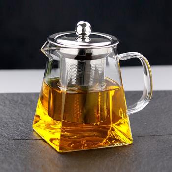 家用花茶壺帶過濾網辦公室沖茶器功夫泡茶壺飄逸杯耐熱玻璃可加熱