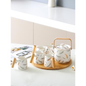 現代茶具陶瓷水具套裝結婚喬遷家用客廳禮盒北歐風水壺水杯泡茶壺