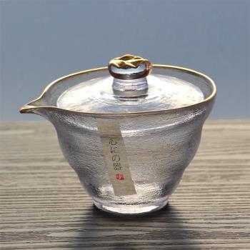 日式手工加厚耐熱玻璃蓋碗手抓壺功夫茶三才蓋碗泡茶器茶具茶壺