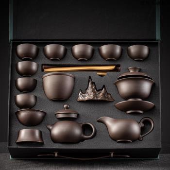 高端中式紫砂茶具套裝家用整套禮盒客廳功夫茶壺茶杯茶盤2023品牌
