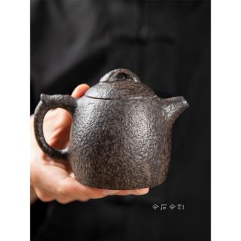 冰磧巖石茶壺中式復古家用純手工秦權大容量泡茶石壺單號功夫茶具