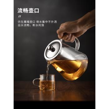 玻璃泡茶壺耐高溫家用沏茶壺加厚茶水分離過濾茶水壺辦公室沖茶器