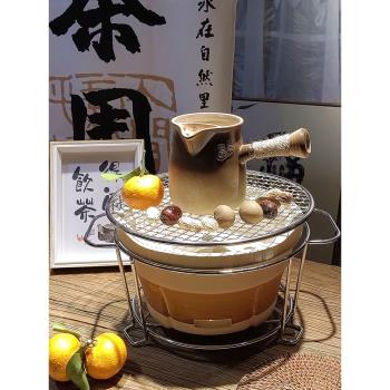 日式復古罐罐茶煮茶器粗陶戶外圍爐煮茶壺柴燒側把壺陶泥碳爐明火
