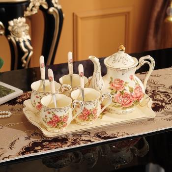 水杯茶具套裝家用整套奢華帶托盤歐式客廳陶瓷咖啡水具杯具茶杯子