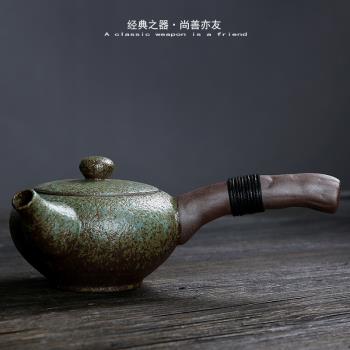 家用中式復古粗陶單個茶壺