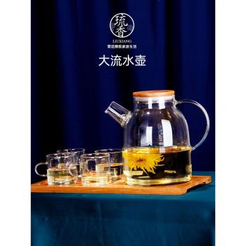 大容量透明泡水果茶壺套裝加厚耐熱玻璃家用加熱煮茶器下午茶茶具