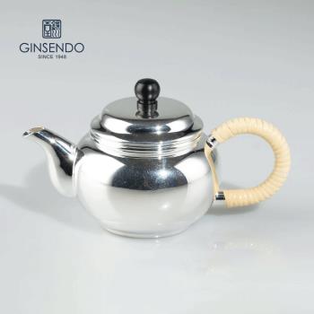烏龍茶壺日本進口銀川堂小泡茶壺手工光面側把銀壺中式功夫銀茶壺