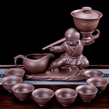 ronkin紫砂套裝家用懶人自動旋轉茶具陶瓷手工茶壺茶杯功夫泡茶器