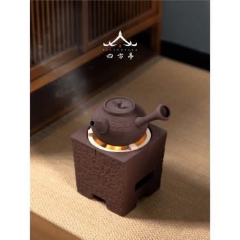 四方亭日式煮茶壺碳爐燒水爐酒精爐煎茶普洱老白茶紅泥側把壺手柄