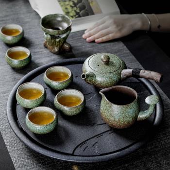 粗陶功夫茶具套裝客廳辦公側把茶壺茶杯套裝家用簡約現代整套日式