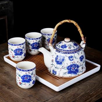 陶瓷大容量泡茶壺功夫茶具套裝家用提梁壺涼水壺大號簡約茶盤茶杯