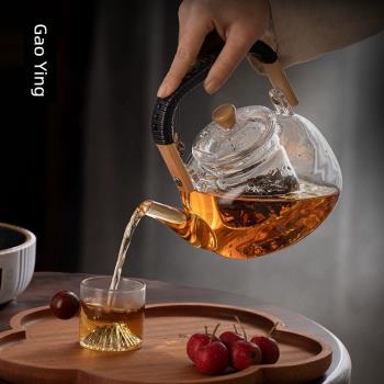 高硼硅玻璃泡茶壺家用耐高溫茶水分離泡紅茶專用茶具提梁壺煮茶器