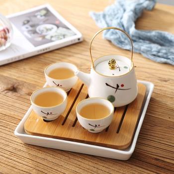 日式陶瓷茶具套裝家用功夫茶簡約現代杯子茶壺茶杯旅行便攜包小套