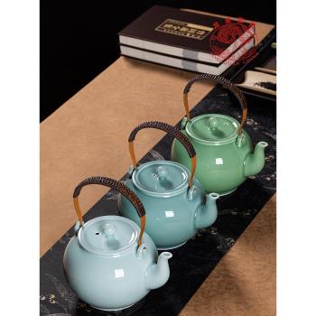龍泉青瓷茶壺單壺大號陶瓷大容量功夫茶具泡茶提梁壺中式涼茶壺