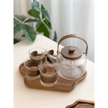 花草水果茶壺蒸茶茶壺煮茶壺泡茶壺耐高溫玻璃咖啡壺家用茶壺套裝