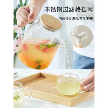 日式玻璃涼水壺夏家用水壺耐高溫茶壺涼白開水杯套裝大容量冷水壺